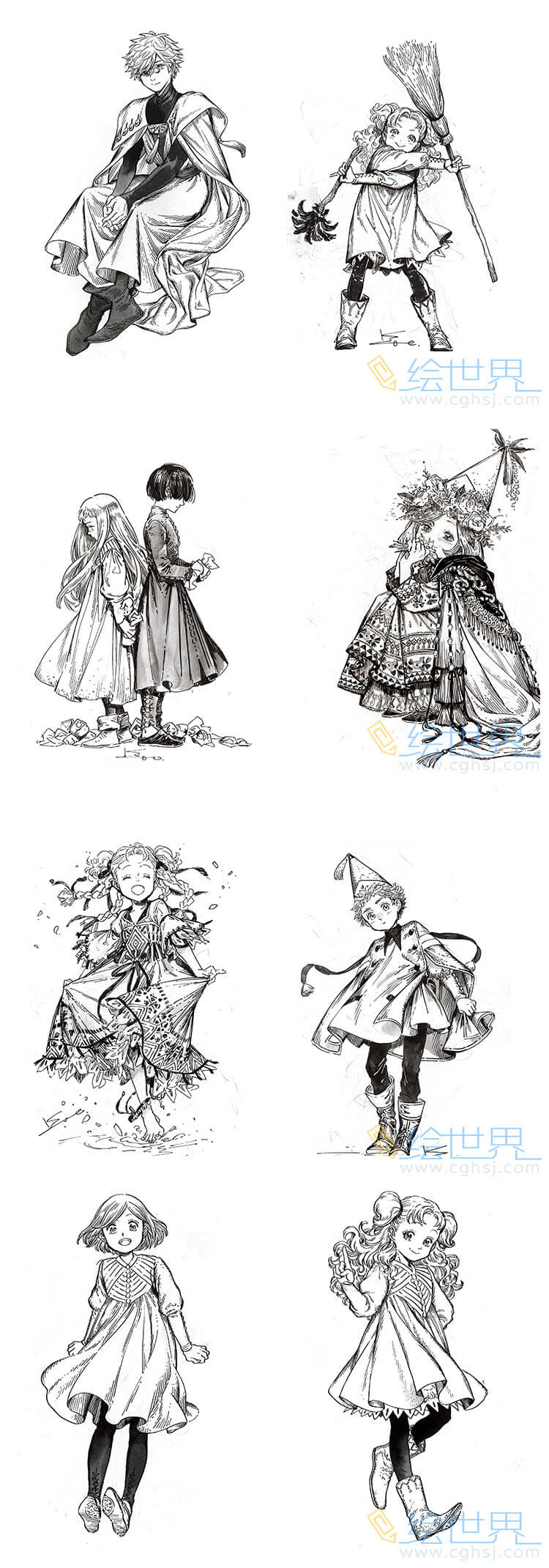 [会员][画集]白浜鸥 尖帽子的魔法工坊6  线稿插画原画集