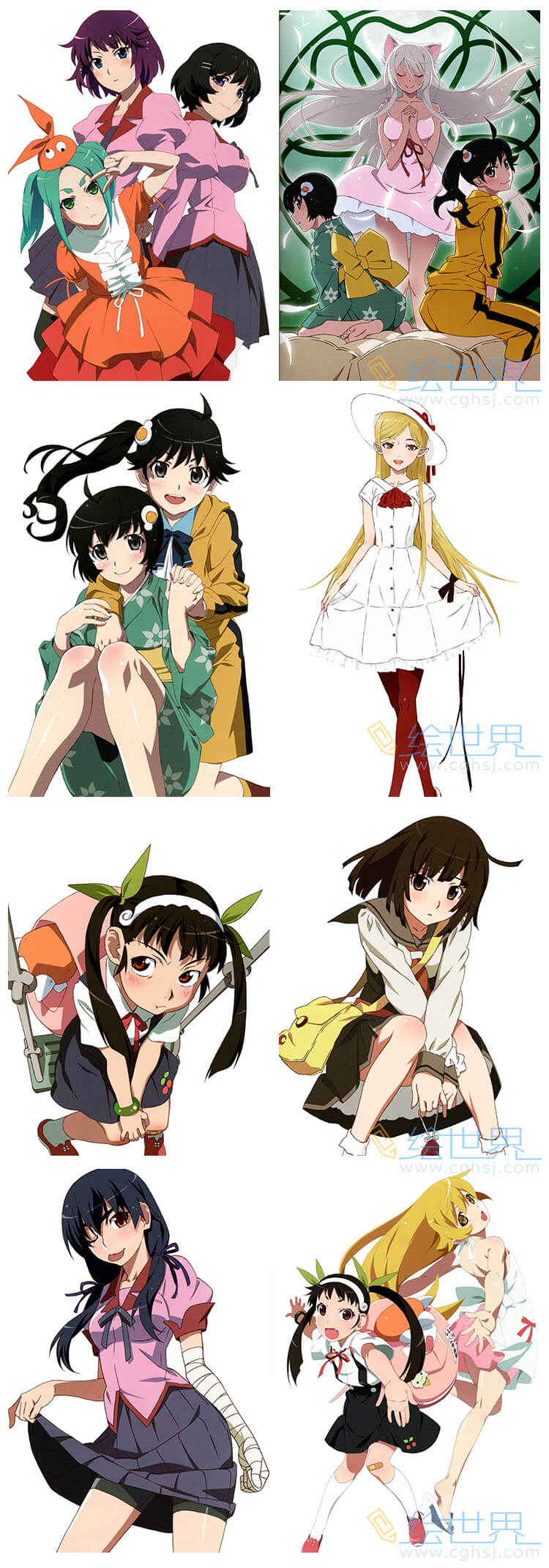 [会员][画集]化物语 十周年纪念 アニメ〈物語〉人物角色插画集