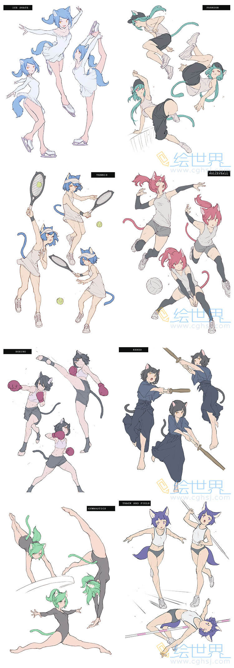 [会员][画集]モグモ(Mogmo)  Kemono 兽娘拟人运动动态线稿插画