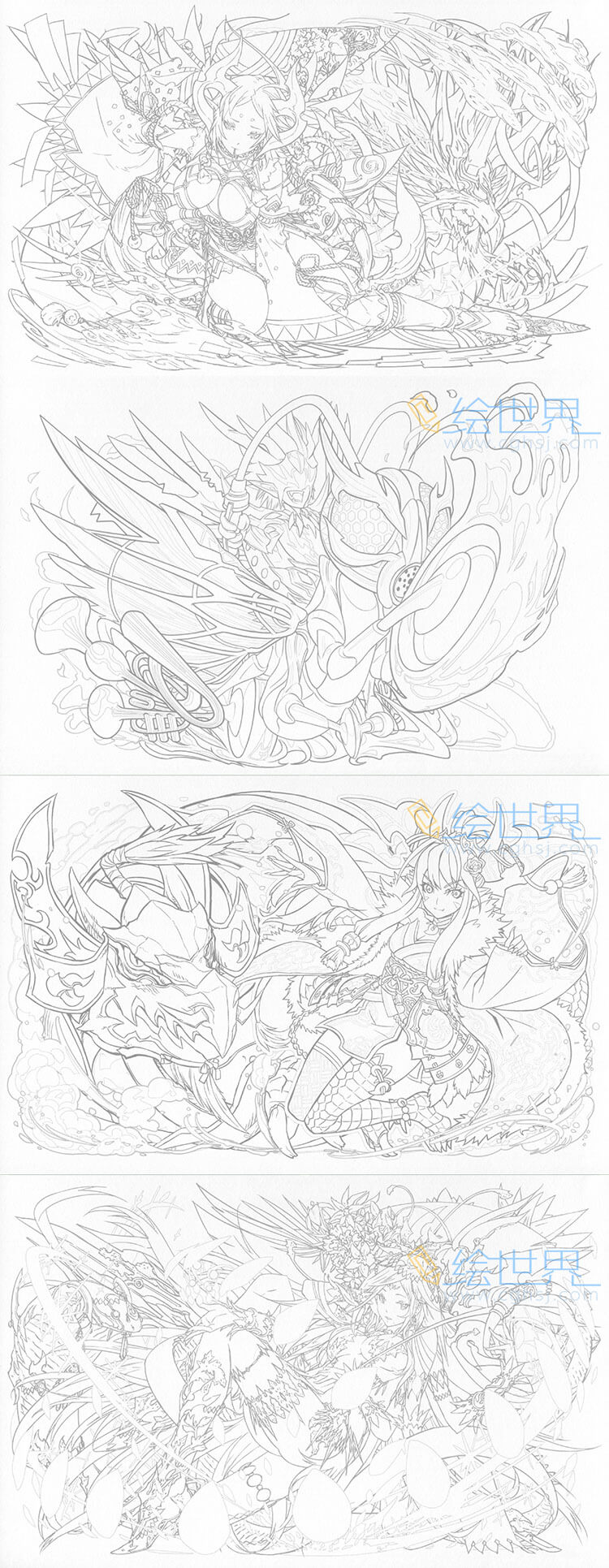 [会员][三视图线稿] 超精密涂色 觉醒时刻超清线稿