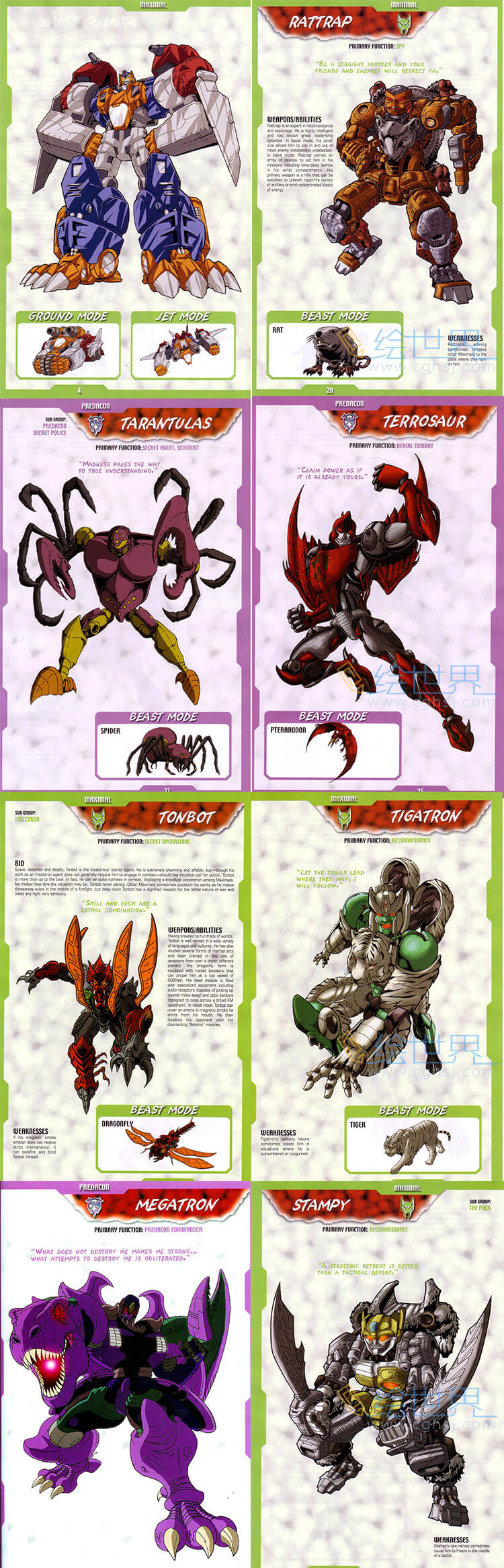 [会员][设定集] 变形金刚 野兽战争Beast Wars Sourcebook #1-4